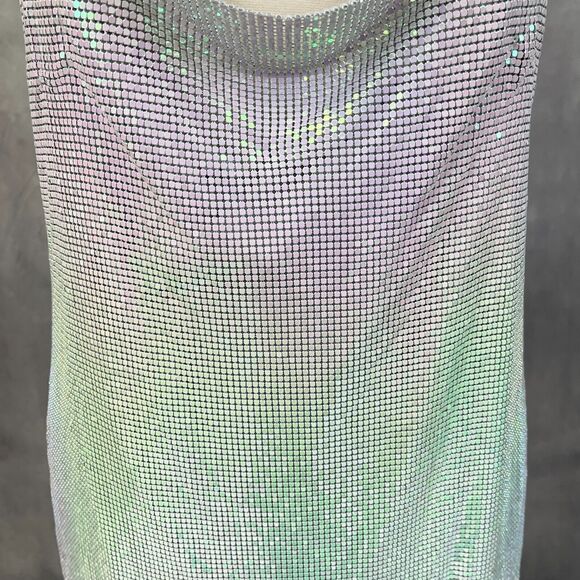 House of Harlow 1960 Rhinestone Mini Dress Womens Medium Disco Iridescent Club - Picture 4 of 9